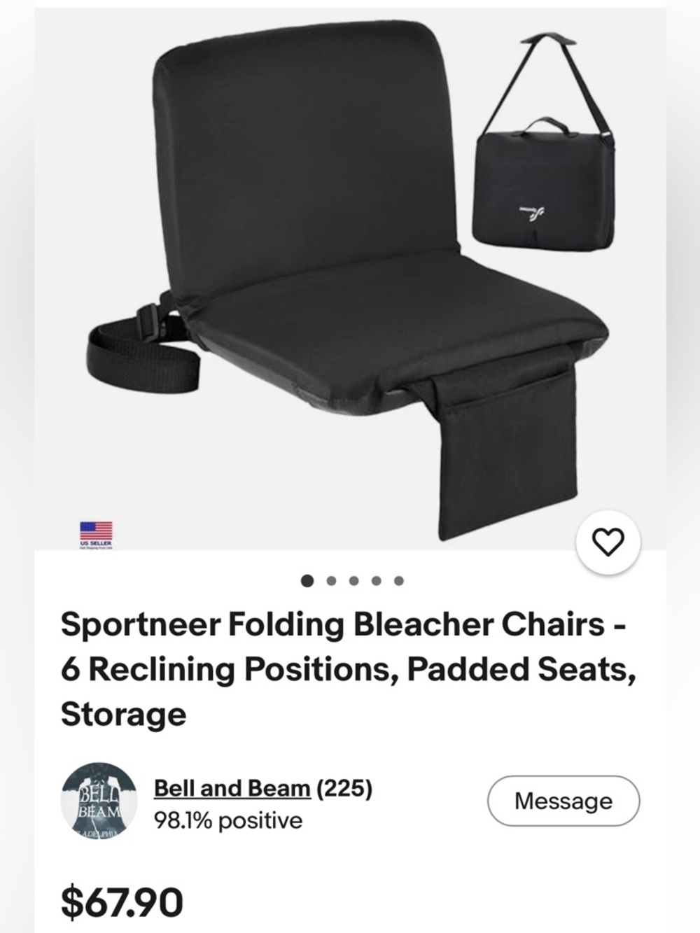 Sportneer Folding Bleacher Chairs- Set of 2